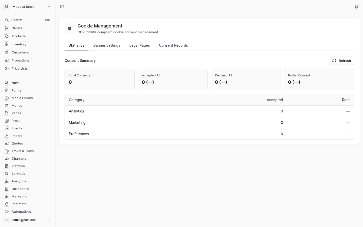 Çerez Onayı admin screenshot