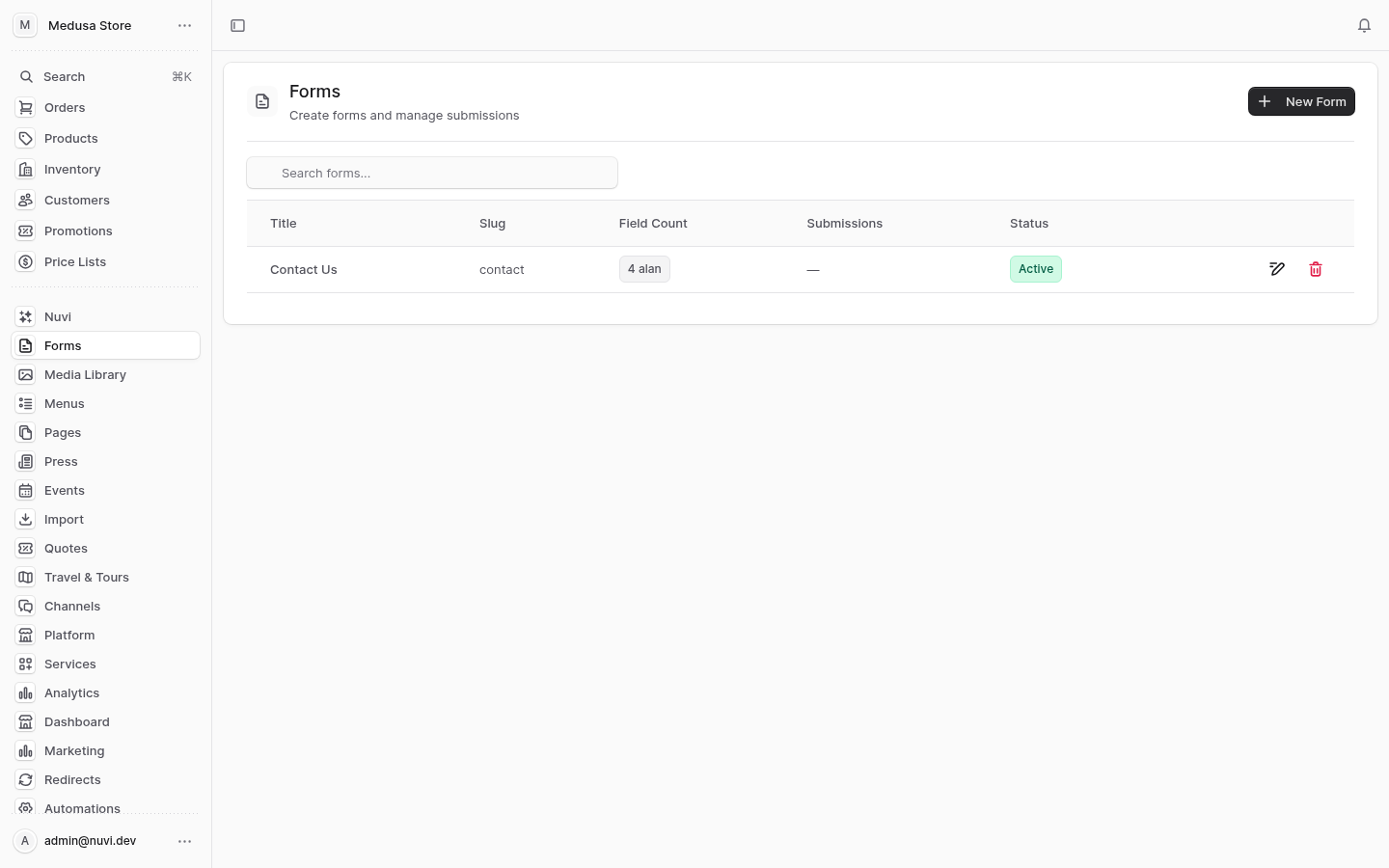 Form admin screenshot