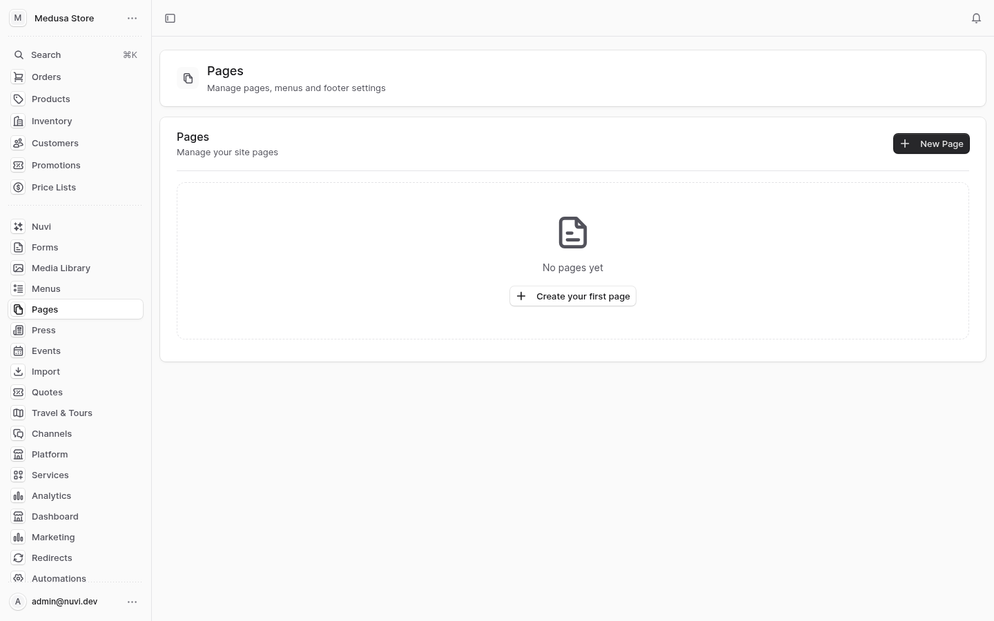 Sayfa admin screenshot