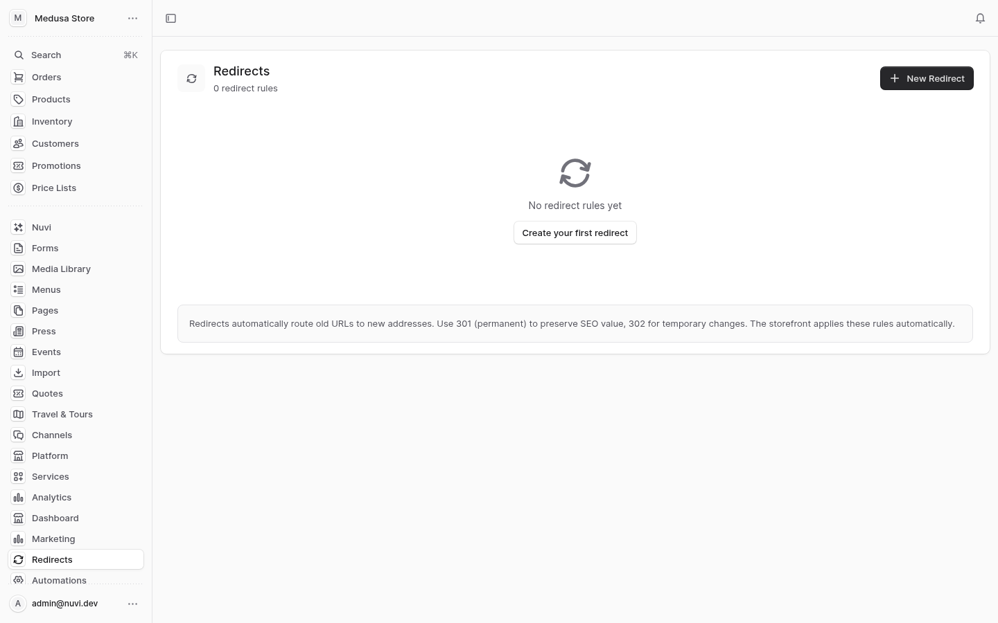 Yönlendirme admin screenshot